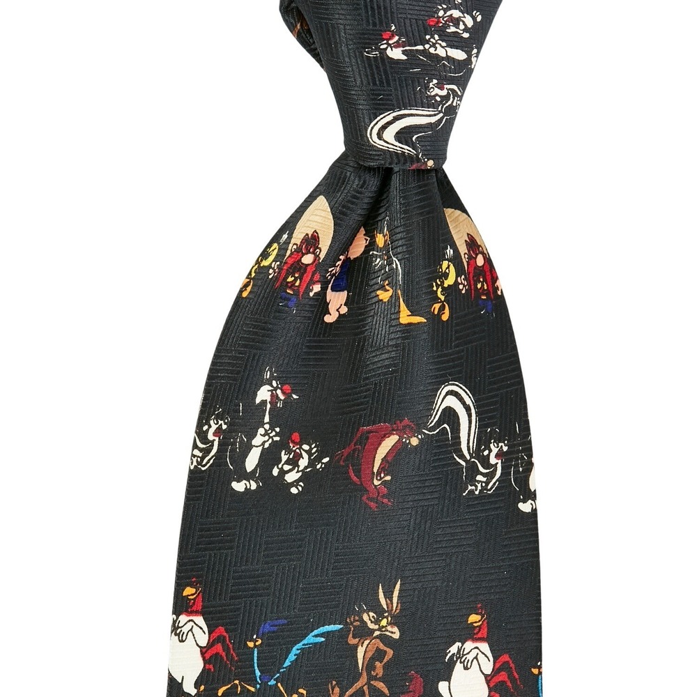 Looney Tunes 90's Necktie Black Bugs Bunny Daffy Duck Taz Sylvester Tweety tie‎
